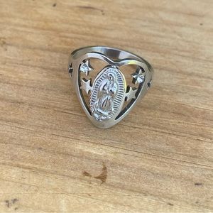 Unisex Stainless Steel Heart and Little Stars Virgin Ring Men Women Ring Acero